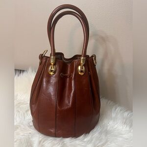 Valentina Rich Brown Leather Shoulder Bag